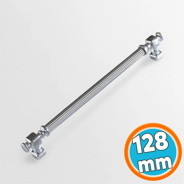 Mobilya Çekmece Mutfak Dolabı Dolap Kulpları Kulbu Krom Çizgili Metal Kulp Kulpu 128 mm ürün görseli 1