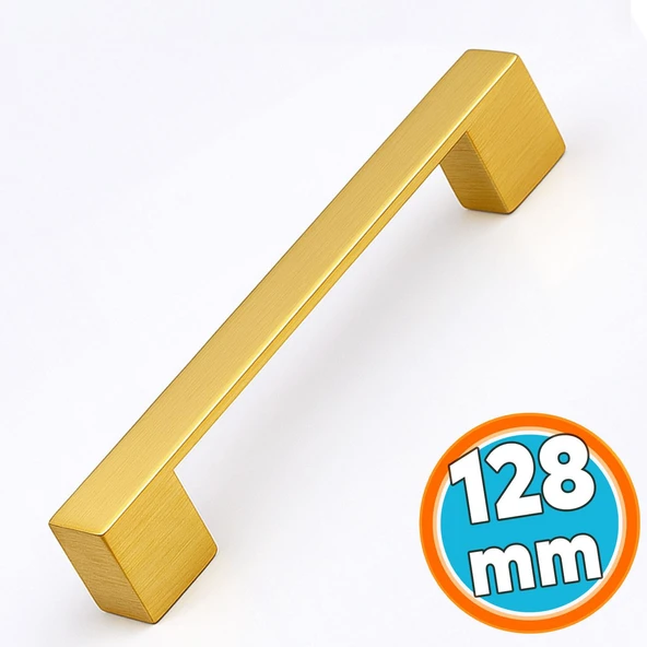 Mobilya Çekmece Mutfak Dolabı Dolap Kapak Kulpları Kulb Metal Mat Altın Gold Kulp 128 mm ürün görseli 1