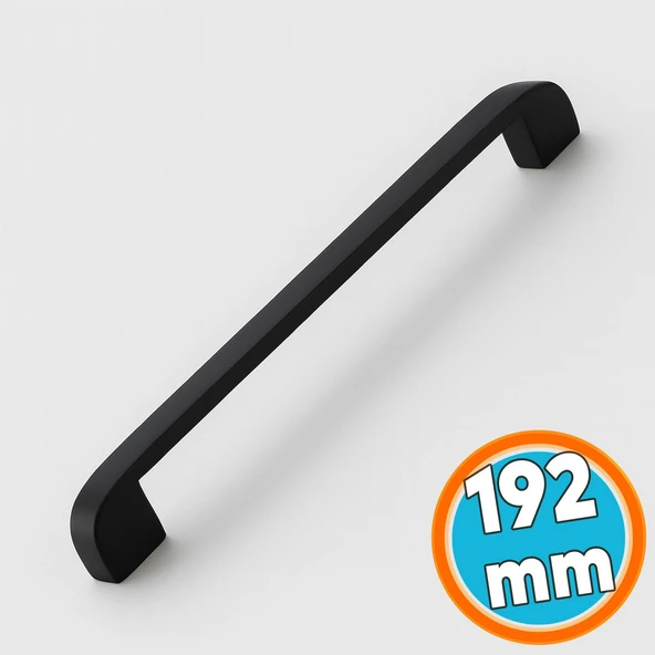 Mobilya Mutfak Çekmece Dolap Dolabı Kulbu Kulpu Kulpları (192 mm - 19.2 cm) Mat Siyah Metal ürün görseli 1
