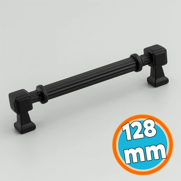 Mobilya Mutfak Çekmece Dolabı Dolap Kulpları Kulb Siyah Çizgili Metal Lüks Kulp 128 mm 12.8 cm ürün görseli 1