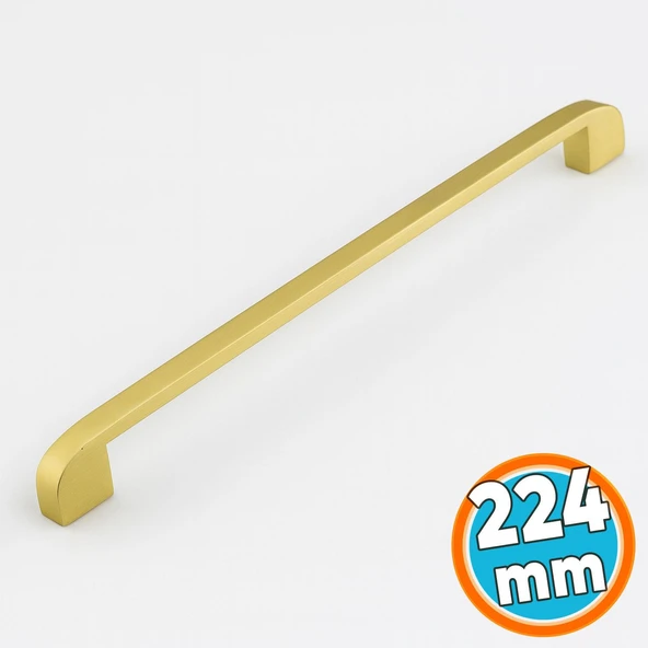 Mobilya Mutfak Çekmece Dolap Dolabı Kulbu Kulpu Kulpları (224 mm - 22.4 cm) Mat Gold Metal ürün görseli 1