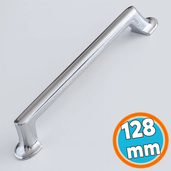 Mobilya Çekmece Mutfak Dolabı Dolap Kapak Kulpları Kulbu Krom Metal Kulp 128 mm-12.8 cm ürün görseli 1