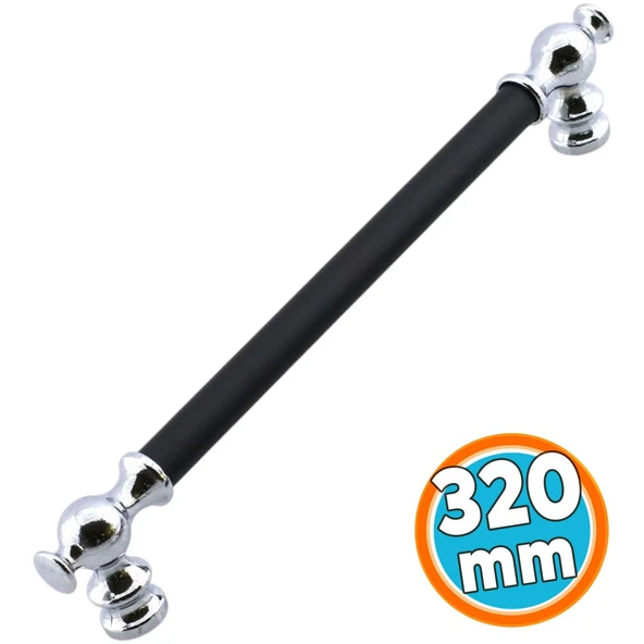 Mobilya Mutfak Çekmece Kapak Kulbu Dolap Dolabı Kulpları Kulpu 32 cm 320 mm Krom Siyah Metal ürün görseli 1
