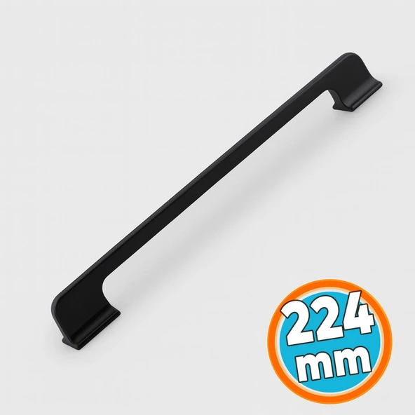 Mobilya Çekmece Mutfak Dolabı Dolap Kapak Kulp Kulb Kulpu Metal Mat Siyah Kulp 224 mm 22.4 cm ürün görseli 1