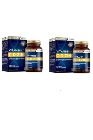 Nutraxin Vitamin Max C + D Zinc 60 Tablet 2 Adet ürün görseli 1