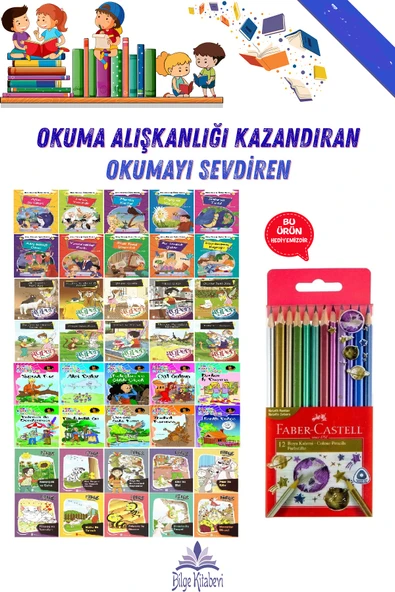 1. ve 2.Sınıflara Uygun Okuma Alışkanlığı Kazandıran Okumayı Sevdiren 40 Kitap + Kuru Boya Hediyeli ürün görseli 1