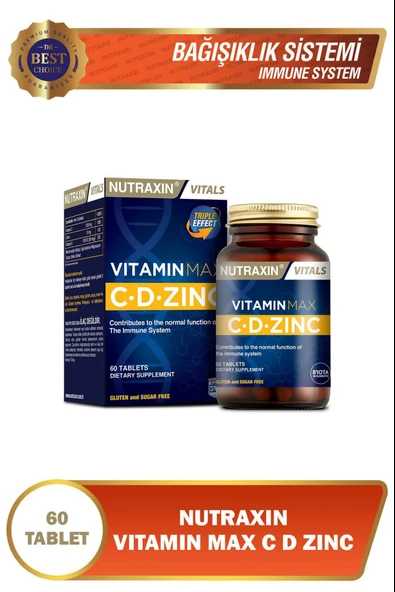 Nutraxin Vitamin Max C + D Zinc 60 Tablet ürün görseli 1