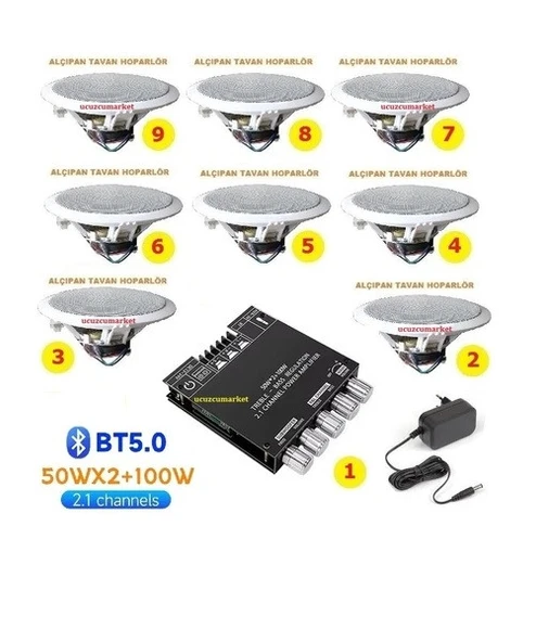 Bluetooth Özellikli Tavan Hoparlör Seti (8 Tavan Hoparlör) Amfiye gerek yoktur ürün görseli 1