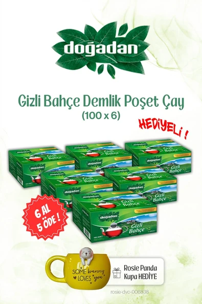 6 AL 5 ÖDE Doğadan Gizli Bahçe Demlik Poşet Çay 100'lü ve ROSIE ürün görseli 1
