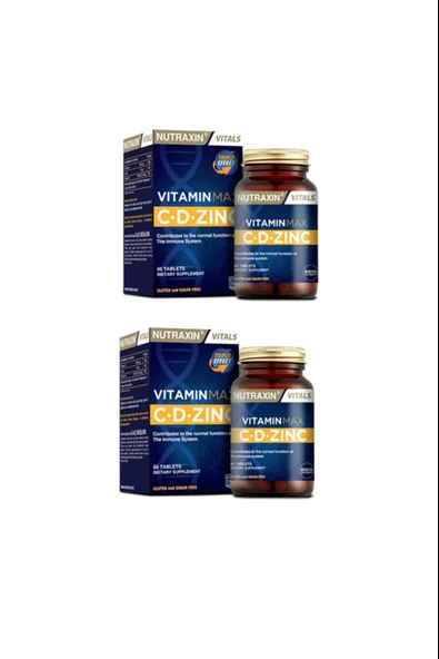 Nutraxin Vitamin Max C + D Zinc 60 Tablet 2 adet ürün görseli 1