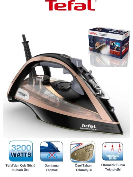 Tefal 3200 W Yüksek Güçlü Akıllı Ultimate Pure FV9845 Kireç Avcısı Buharlı Ütü ürün görseli 1