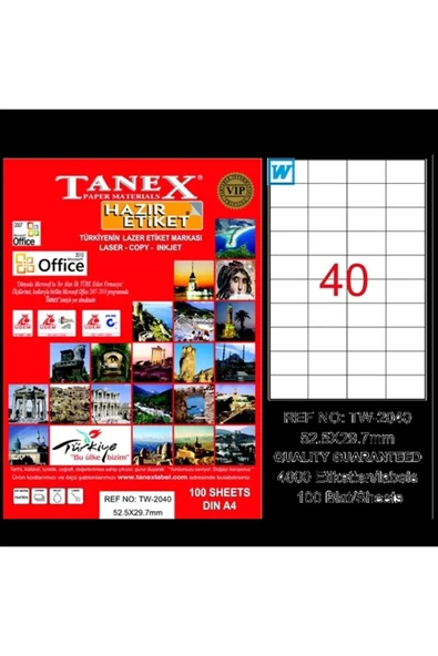 Tanex Lazer Etiket 52,5*29,7Mm Tw-2040 ürün görseli 1