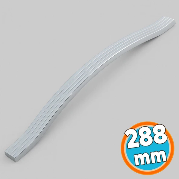 Mobilya Kulpu 288 mm Vida Aralığı Paslanmaz Sağlam Kulpları Kulbu Krom Gümüş Çizgili Metal ürün görseli 1