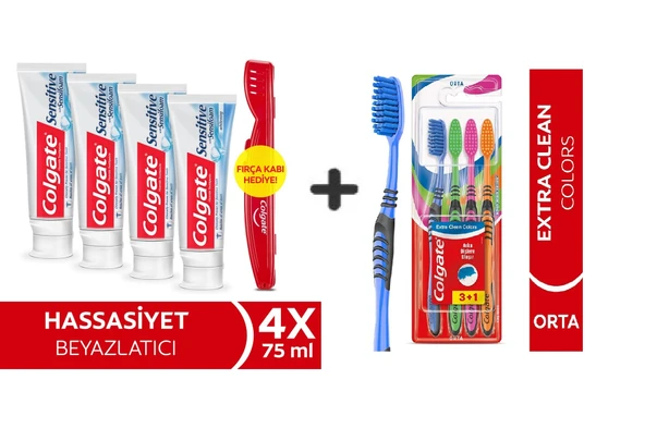 Colgate Sensitive Sensifoam Diş Macunu 75 ml x 4 Adet + Extra Clean Colors Diş Fırçası 3+1 ürün görseli 1