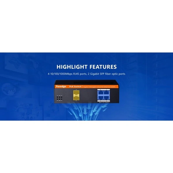 FOREDGE 4port POE IS104GPS-2F GIGABIT 2-SFP 30W POE YÖNETİLEBİLİR ENDÜSTRİYEL SWITCH ürün görseli 1