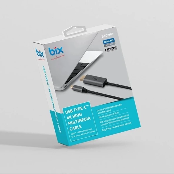 BİX BX02HB PRO TYPE-C - HDMI DÖNÜŞTÜRÜCÜ KABLO 4K ürün görseli 1