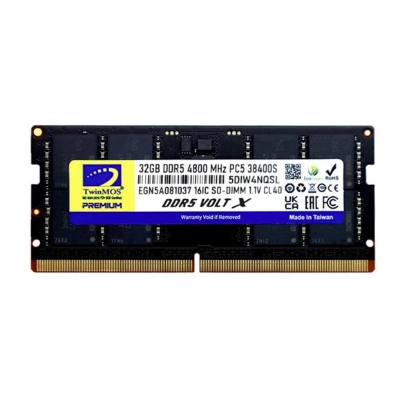 TWINMOS 32GB DDR5 4800MHZ CL40 NOTEBOOK RAM VOLT X TMD532GB4800S40 ürün görseli 1
