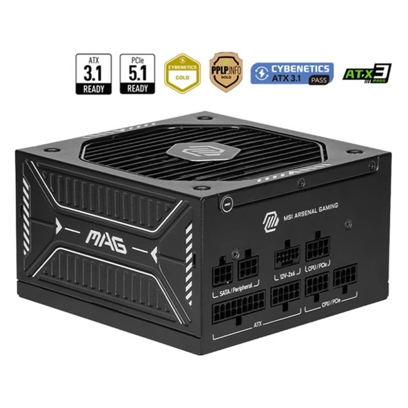 MSI 750W 80+ GOLD MAG A750GLS PCIE 5.1 POWER SUPPLY ürün görseli 1