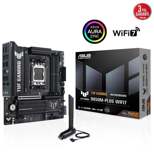 ASUS TUF GAMING B850M-PLUS WIFI7 DDR5 HDMI-DP TYPEC PCIE 5.0 AM5 MATX ürün görseli 1