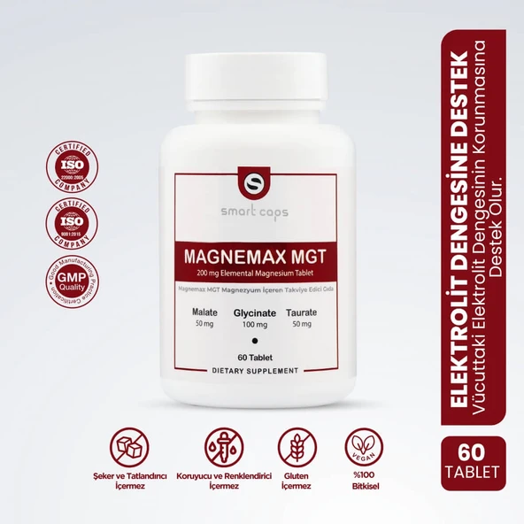 Smart Caps Magnemax MGT Magnezyum Kompleks 60 Tablet ürün görseli 1