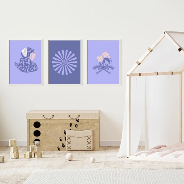 Leylaklar Duvar Tablosu Çerçeveli 3'lü Set Beyaz Renk 30 x 42 Boyut/Ebat ürün görseli 1
