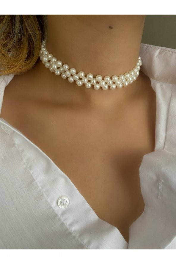 Inci Tasarım Choker Kolye/inci Kolye - Resim 2