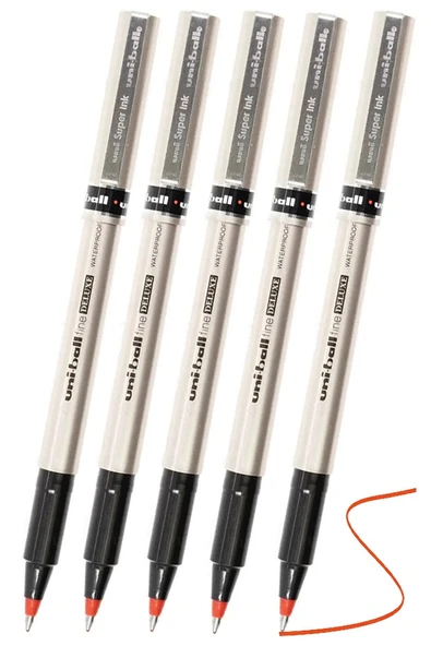 Kırmızı Pilot Kalem UB-177 Fine Deluxe 5 Adet Uniball Pilot Kalem 0.5 mm Roller Uçlu Pilot Kalem İnce Uçlu Likit Mürek ürün görseli 1