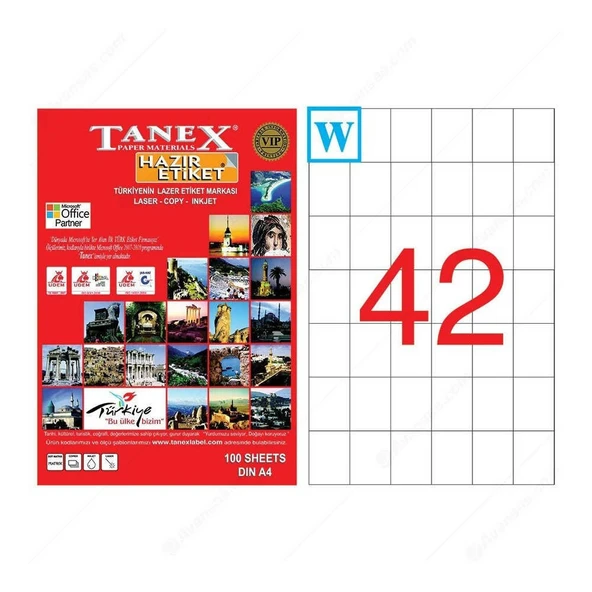 Tanex TW-2154 35x42,43 mm Laser Etiket 100 Adet ürün görseli 1