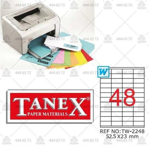Tanex TW-2248 - 52,5 x 23 mm Laser Etiket 100 Adet ürün görseli 1