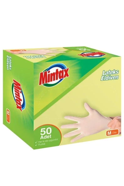 Mintax Pudralı Lateks Eldiven 50 Adet ürün görseli 1
