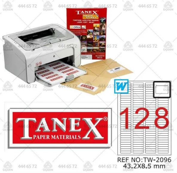 Tanex TW-2096 43,2x8,5 mm Laser Etiket 100 Adet ürün görseli 1