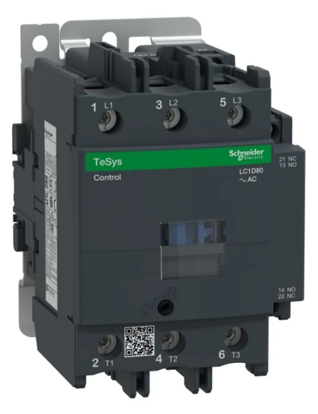 Schneider LC1D80M7 TeSys D 80 A 37 kW 220V AC Kontaktör 3 Kutuplu 1NO+1NC AC-3 ürün görseli 1