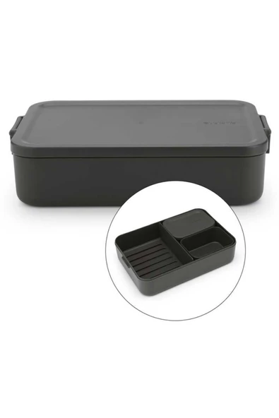 Brabantia Brabantia Make Take Dark Grey Plastik Büyük Boy Bölmeli Yemek Taşıma Kabı 2L ürün görseli 1