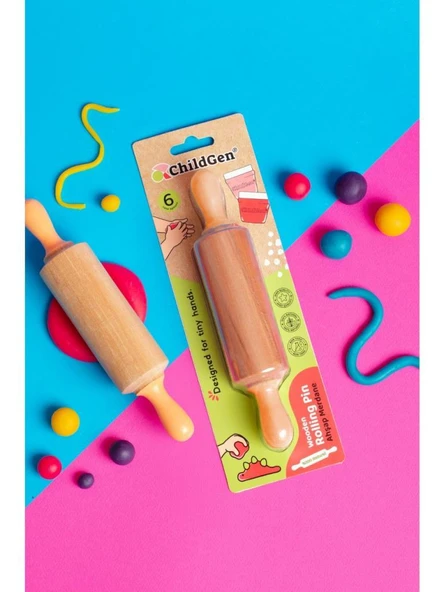 ChildGen Mini Ahşap Merdane Turuncu - Resim 3