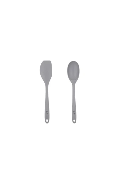 Tantitoni Gri Renkli Silikon Büyük Kaşık Ve Spatula Seti ürün görseli 1
