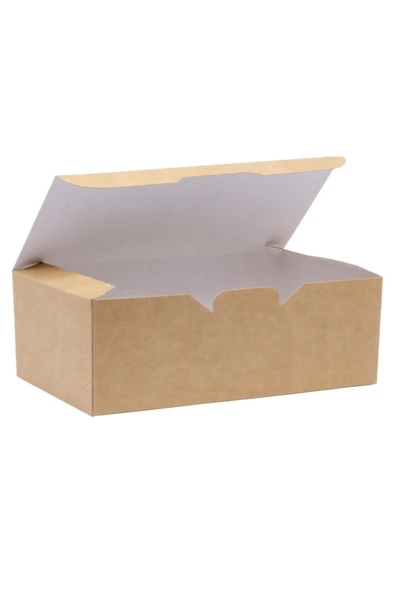 Murty99 Natural Kraft Soğan Halkası/Nugget Kutusu Büyük Boy 12x22x8 Cm 100 Adet ürün görseli 1