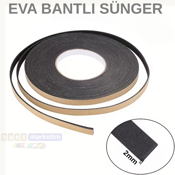 Eva Neopren Conta Sünger Bantlı Sızdırmazlık Bandı 2mm Kalınlıkta 10mmx25mt ürün görseli 1