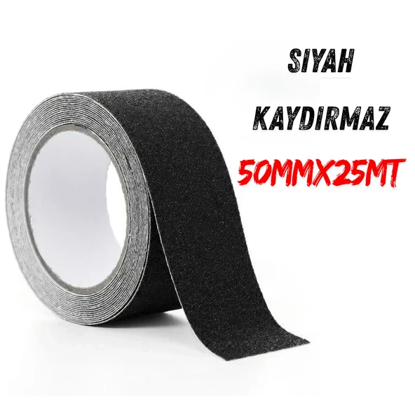 Merdiven Ve Zemin Kaydırmaz Kaymaz Bant 50mm X 25mt Siyah ürün görseli 1