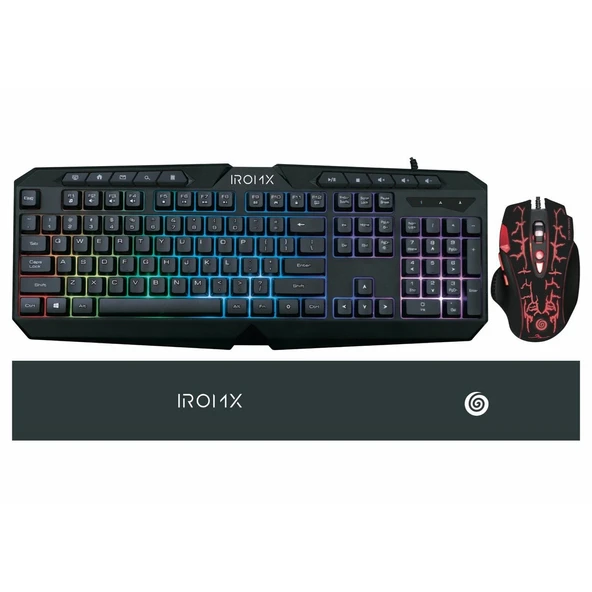 IROMX GMK44CC TR USB Kablolu Q Klavye  Multimedya RGB Gaming Kablolu Klavye Mouse S ürün görseli 1
