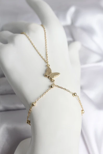 316L Çelik Gold Renk Kelebek Model Kadın Şahmeran - TJ-SN732 ürün görseli 1