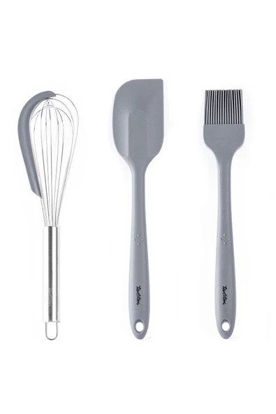 Tantitoni 024-06-GRİ RENKLİ 3LÜ SİLİKON SPATULA,FIRÇA VE ÇIRPICI SETİ ürün görseli 1