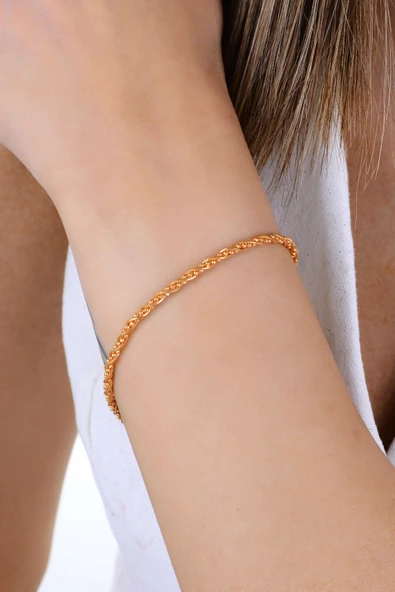 Gümüş rose top zincir detaylı burgulu İtalyan bileklik SGTL12943ROSE ürün görseli 1