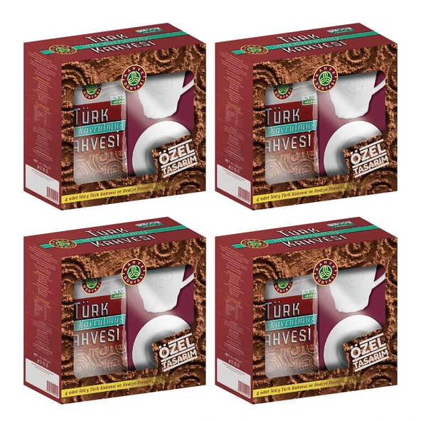 Kahve Dünyası Türk Kahvesi Orta Kavrulmuş 4x100 G + Fincan Hediyeli x 4 Adet ürün görseli 1
