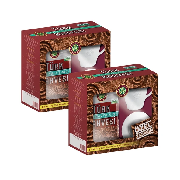 Kahve Dünyası Türk Kahvesi Orta Kavrulmuş 4x100 G + Fincan Hediyeli x 2 Adet ürün görseli 1