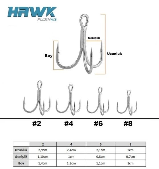 Fujin Hawk Süper Anti-Rust Üçlü Kanca - Resim 2