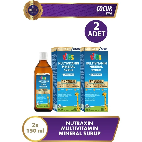 Nutraxin Kids Multivitamin Mineral Şurup 150 ml 2 Adet ürün görseli 1