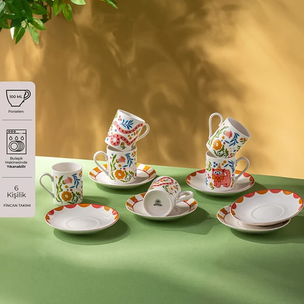 Cheerful 6'lı Kahve Fincan Takımı 100 ml ürün görseli 1