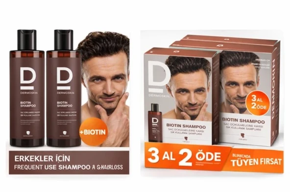 Dermoskin Biotin Şampuan 3 Al 2 Öde Erkek 200 Ml 2'Li PAKET ürün görseli 1