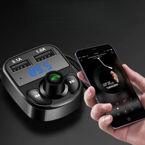 Periboia QC 3.1A USB & PD /TF FM Transmitter - Resim 2