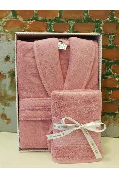Özdilek Trendy Şalyaka Bornoz + Baş Havlusu K.Pembe L Beden ürün görseli 1